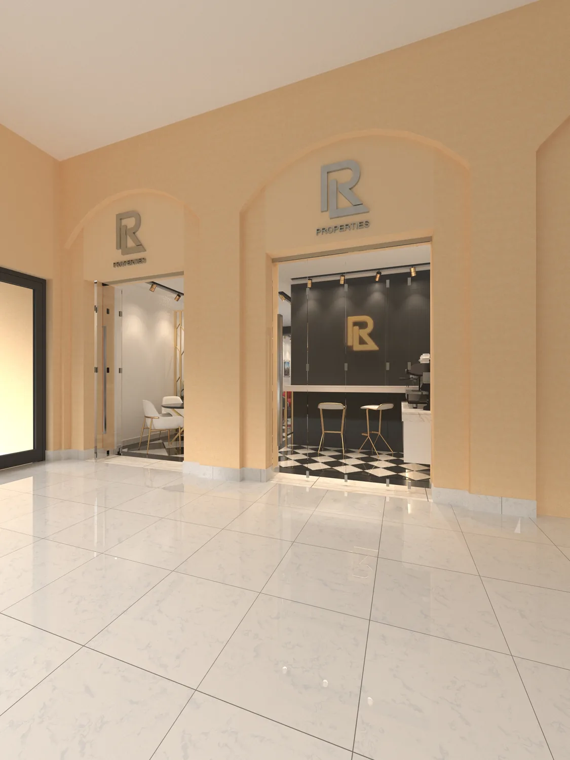 After view of a completed commercial interior front.